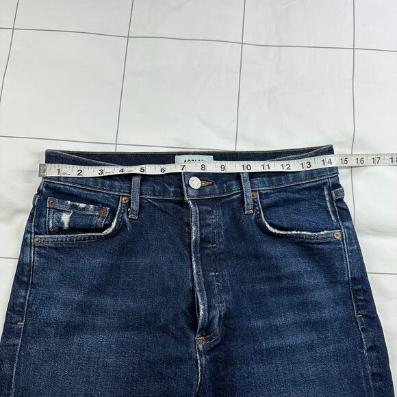 Agolde Jeans Women 27 Blue Nico High Rise Slim Cabana Button Fly Dark Wash Denim - Picture 8 of 13